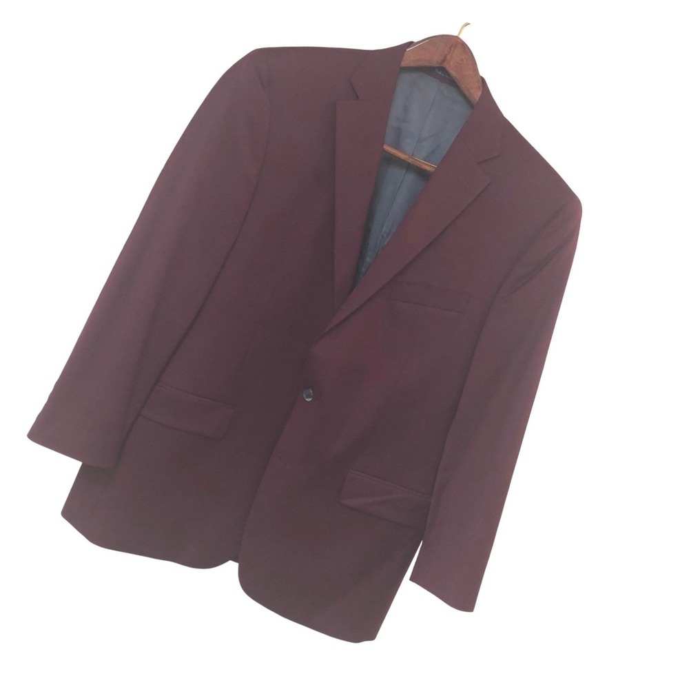NWOT Turnbury Blazer Wool Blend Wine Burgundy Wedding Office Minimalist Men 44R